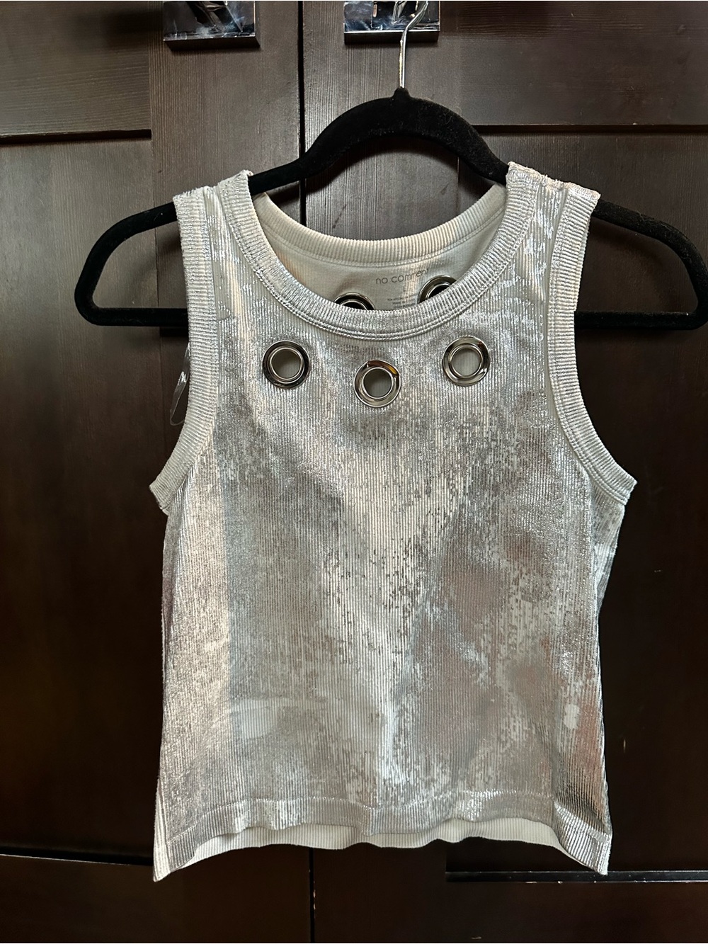 Silver Metallic Tank Top with Grommets